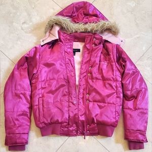 CALVIN KLEIN Y2K PUFFER BOMBER JACKET SATIN FUCHSIA L